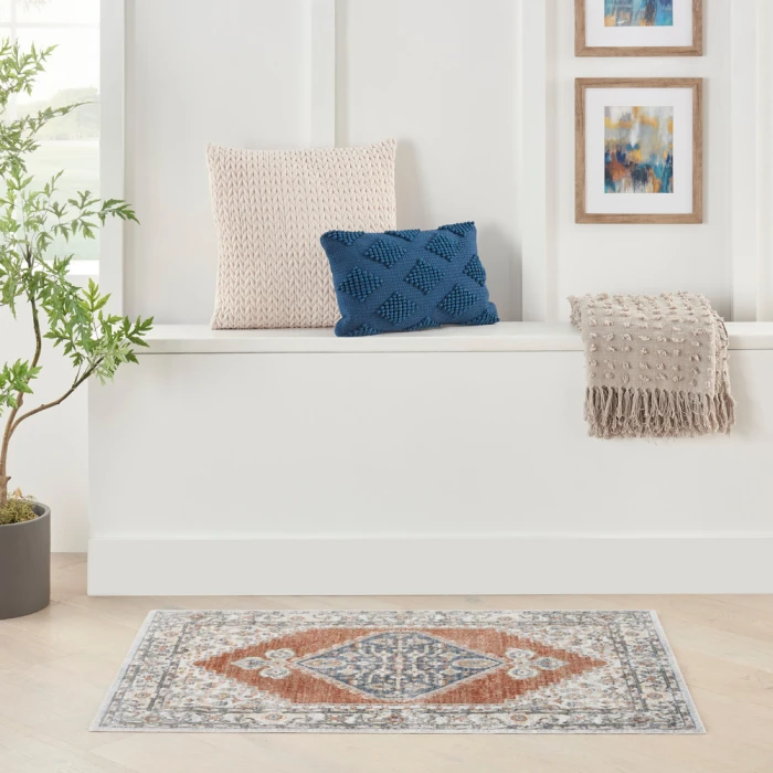 Nourison Astra Machine Washable Area Rug ASW11 Grey/Multi