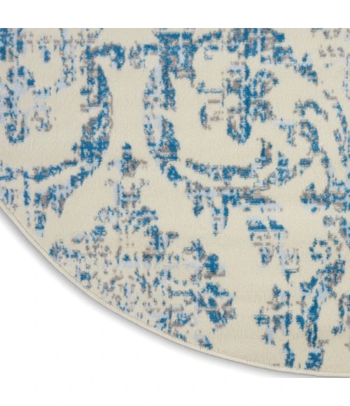 Nourison Jubilant Round Area Rug JUB09-Ivory/Blue
