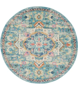 Nourison Home Passion PSN25 Ivory Light Blue 4 ft. Round Area Rug