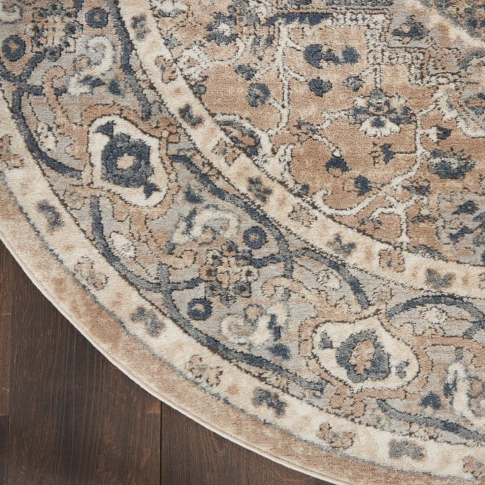 Nourison Quarry Beige Grey QUA05 4 ft. X Round Rug