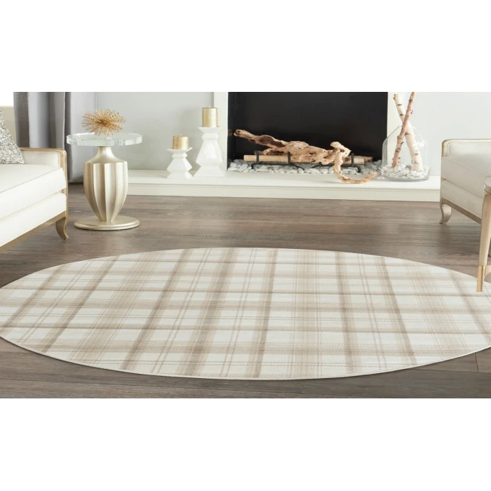 Nourison Grafix Ivory Beige GRF03 8 ft. Round Rug
