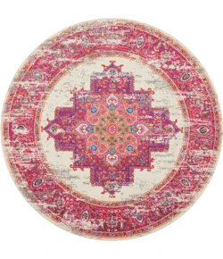 Nourison Home Passion PSN03 Ivory/Fuchsia 5 ft. Round Area Rug