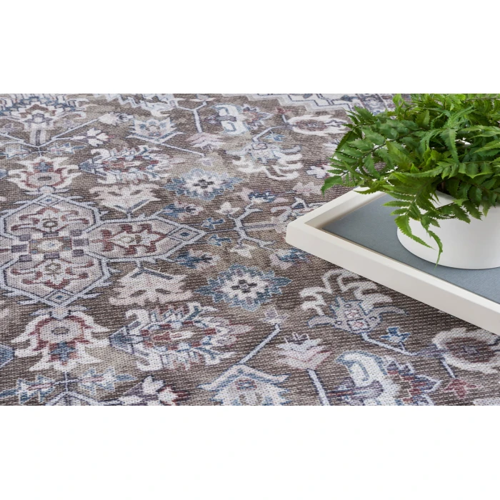Nicole Curtis Machine Washable Series 1 Olive Ivory SR104 6 ft. X 9 ft. Rectangle Rug
