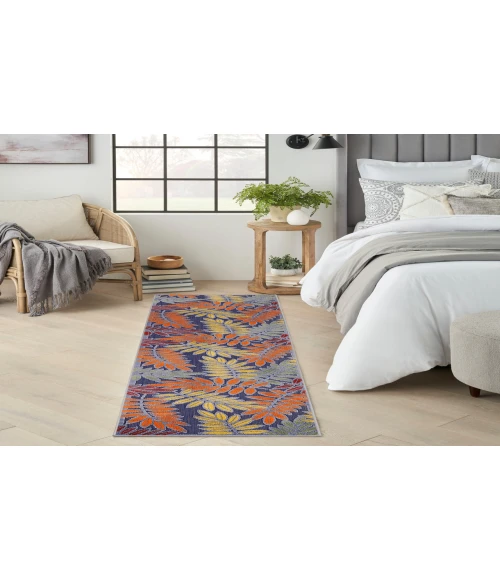 Nourison Aloha Navy Multicolor ALH18 2 ft. 3 in. X 8 ft. Rectangle Rug