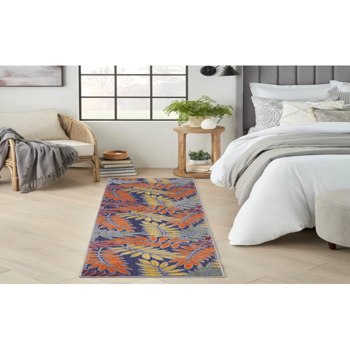 Nourison Aloha Navy Multicolor ALH18 2 ft. 3 in. X 8 ft. Rectangle Rug