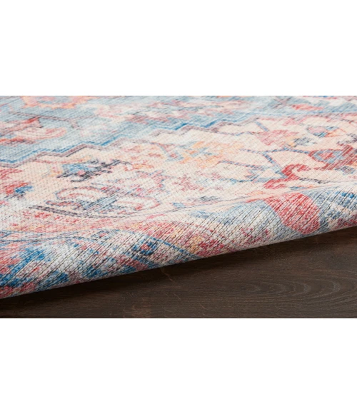 Nicole Curtis Machine Washable Series 1 Blue Multicolor SR104 5 ft. 3 in. Round Rug