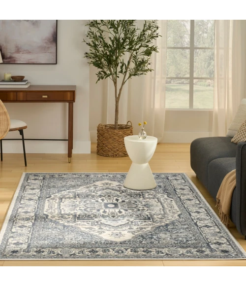 Nourison Quarry Ivory Navy QUA18 6 ft. X 9 ft. Rect. Rug