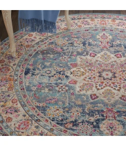 Nourison Home Vintage Kashan VKA01 Blue 4 ft. Round Area Rug