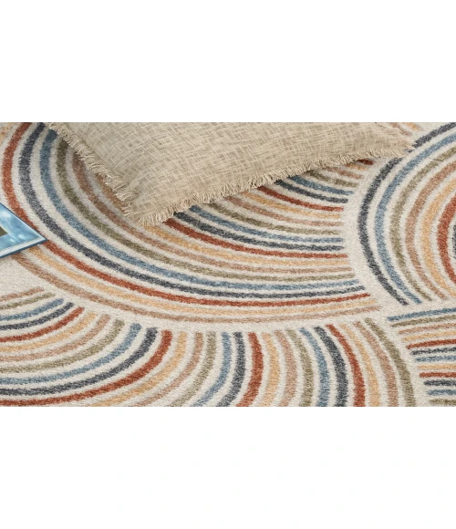 Nourison Astra Machine Washable Ivory Multicolor ASW08 6 ft. X 9 ft. Rectangle Rug
