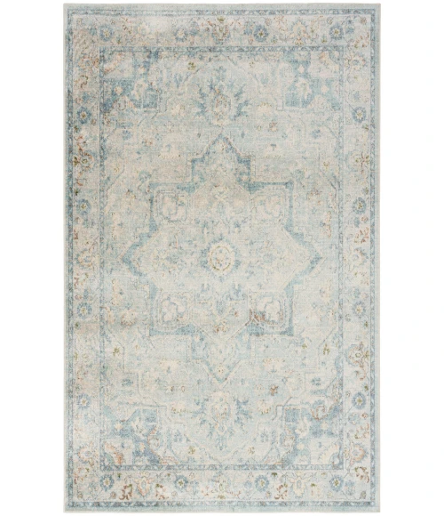 Nourison Astra Machine Washable Light Blue ASW12 5 ft. 3 in. X 7 ft. Rectangle Rug