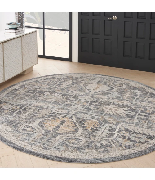 Nourison Lynx Navy Multicolor LNX02 8 ft. X Round Rug