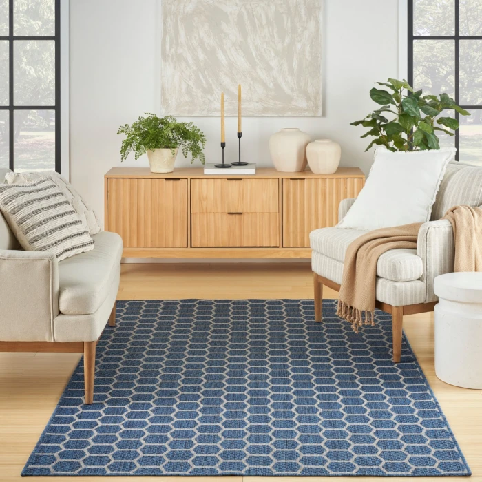 Nourison Twist Reversible Blue TWS01 6 ft. X 9 ft. Rect. Rug