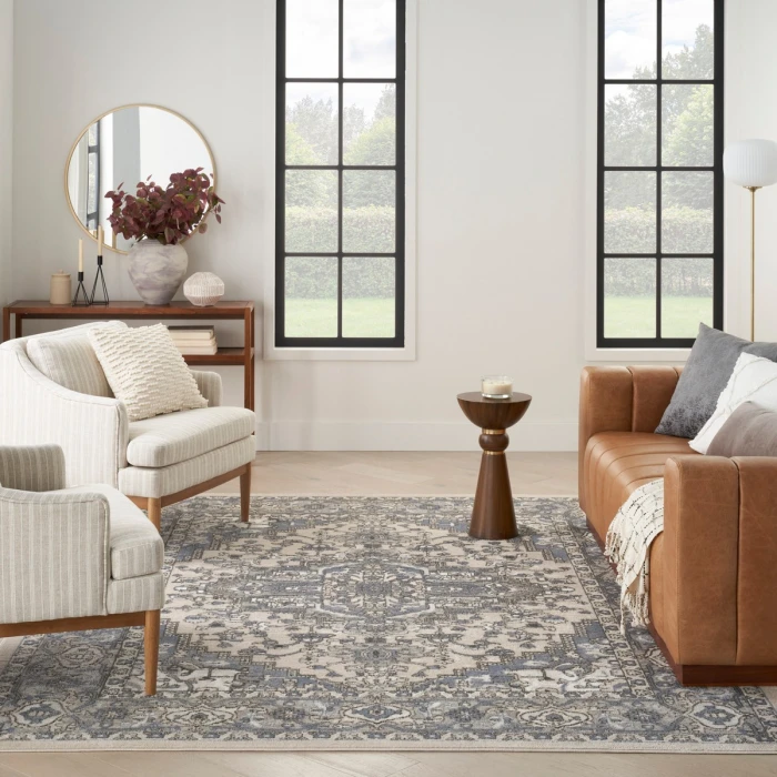 Nourison Quarry Ivory Blue QUA05 6 ft. X 9 ft. Rect. Rug