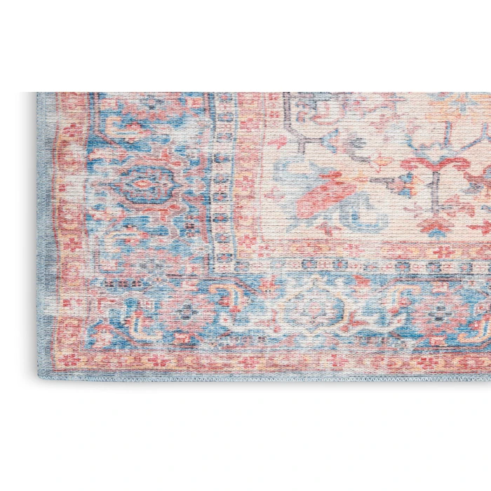 Nicole Curtis Machine Washable Series 1 Blue Multicolor SR104 2 ft. 2 in. X 12 ft. Rectangle Rug