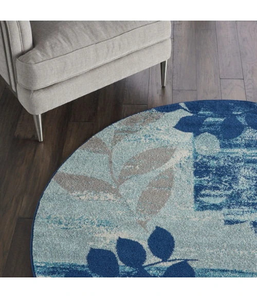 Nourison Tranquil Round Area Rug TRA01-Navy/Light Blue