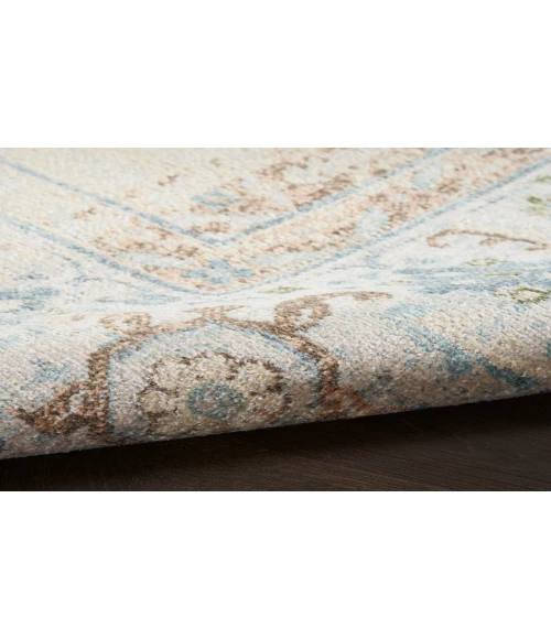 Nourison Astra Machine Washable Ivory Blue ASW13 2 ft. 2 in. X 10 ft. Rectangle Rug