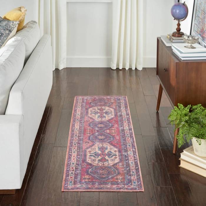 Nicole Curtis Machine Washable Series 1 Area Rug SR105 Red/Navy