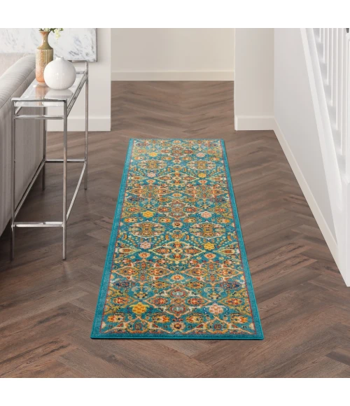 Nourison Allur Area Rug ALR03-Turquoise Ivory