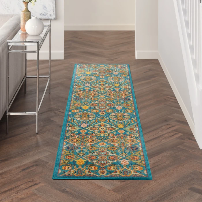 Nourison Allur Area Rug ALR03-Turquoise Ivory