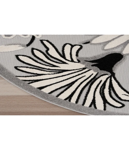 Nourison Aloha Black White ALH33 5 ft. 3 in. Round Rug