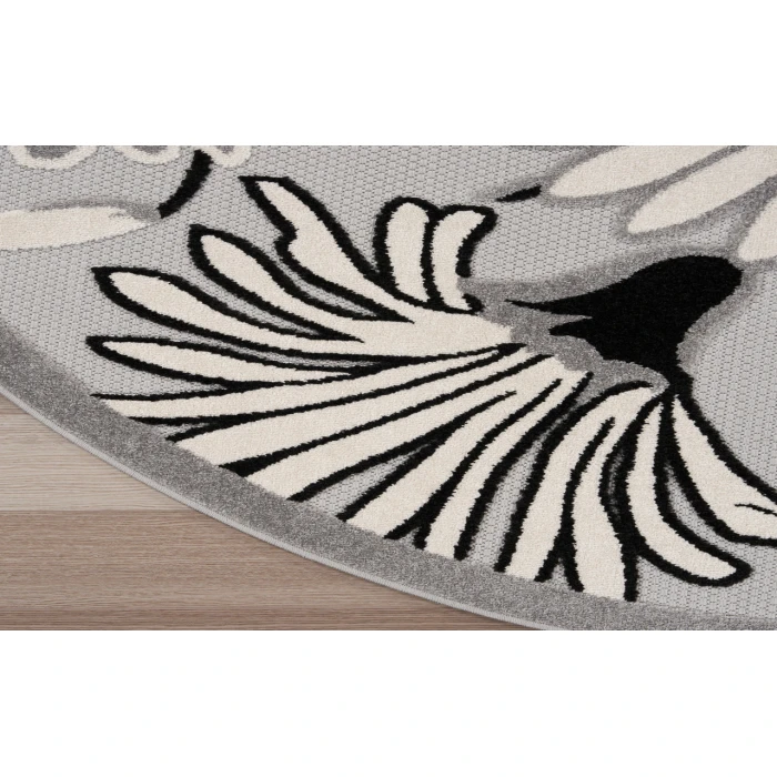 Nourison Aloha Black White ALH33 5 ft. 3 in. Round Rug