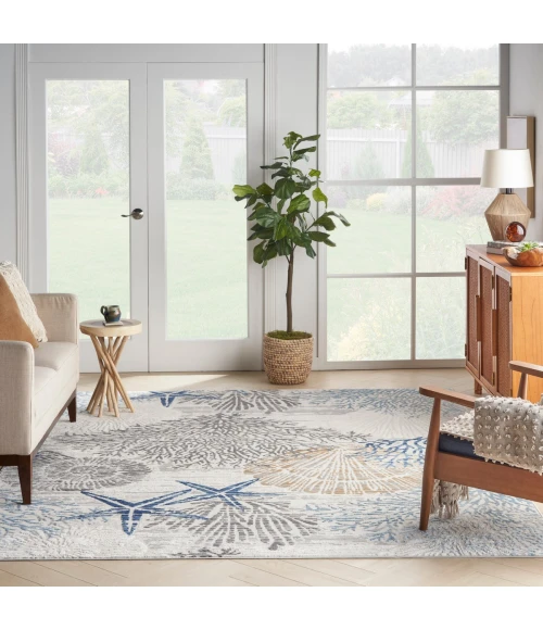 Nourison Seaside Ivory Grey Blue SDS04 8 ft. X 10 ft. Rect. Rug
