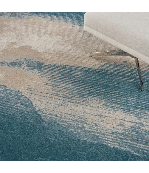 Nourison Maxell Area Rug MAE06 Ivory/Teal 9'3" x 12'9"
