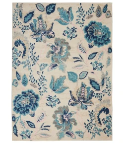 Nourison Home Tranquil TRA02 Ivory/Light Blue 5 ft. 3 in. X 7 ft. 3 in. Area Rug