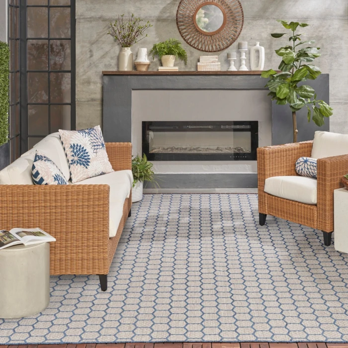 Nourison Twist Reversible Blue TWS01 8 ft. X 10 ft. Rect. Rug