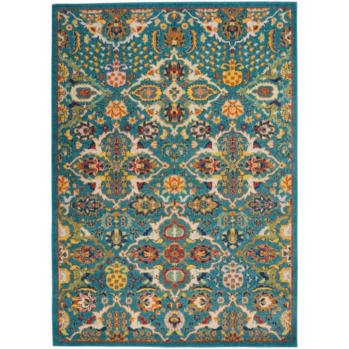 Nourison Allur Area Rug ALR03-Turquoise Ivory