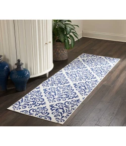 Nourison Home Grafix GRF06 White Blue 2 ft. 3 in. X 7 ft. 6 in. Area Rug