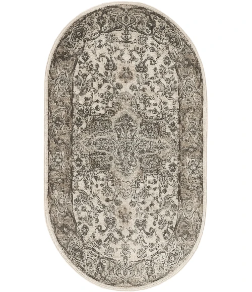 Nourison Quarry Ivory Grey QUA05 3 ft. X 5 ft. Oval Rug