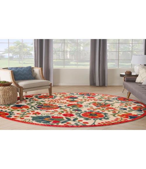 Nourison Aloha Red Multicolor ALH17 7 ft. 10 in. Round Rug