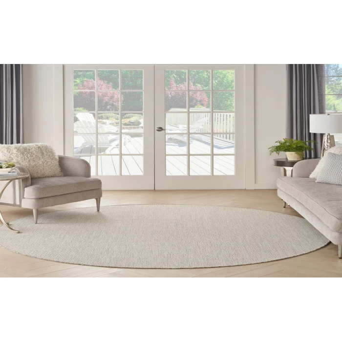 Nourison Courtyard Ivory/Silver COU01 8 ft. Round Rug