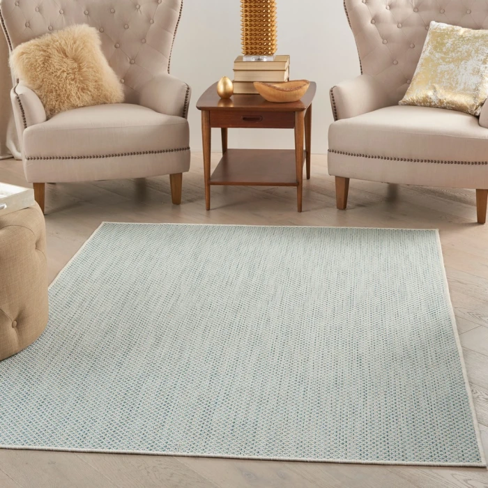 Nourison Courtyard Area Rug COU01-Ivory Aqua