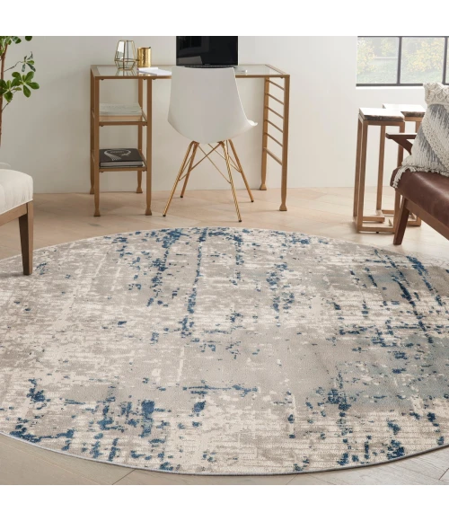 Nourison Quarry Ivory Grey Blue QUA01 8 ft. X Round Rug