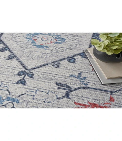Nicole Curtis Machine Washable Series 1 Ivory Blue SR110 9 ft. 2 in. X 12 ft. Rectangle Rug