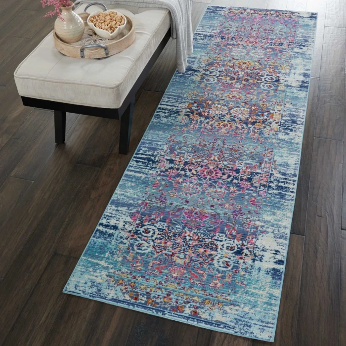 Nourison Vintage Kashan Runner Area Rug VKA02-Blue