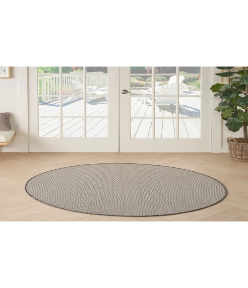 Nourison Courtyard Ivory/Charcoal COU01 5 ft. Round Rug