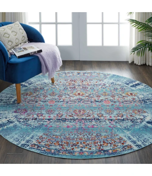Nourison Vintage Kashan Round Area Rug VKA02-Blue