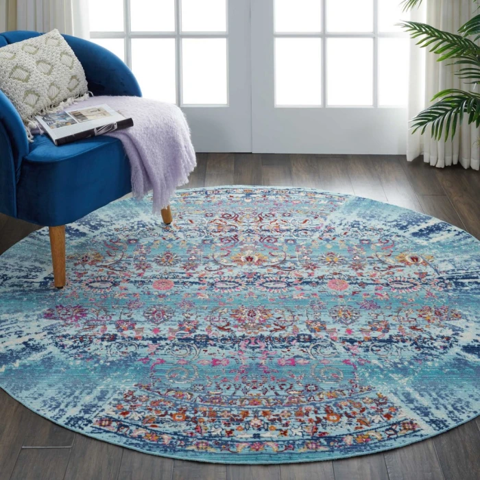 Nourison Vintage Kashan Round Area Rug VKA02-Blue