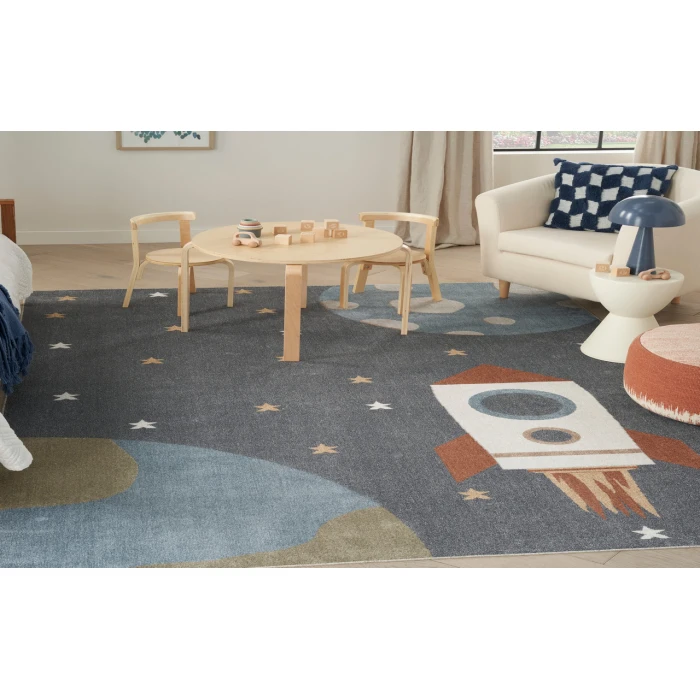 Nourison Astra Machine Washable Sky Blue ASW06 9 ft. X 12 ft. Rectangle Rug