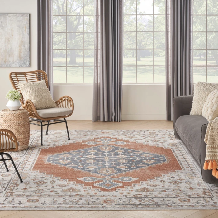 Nourison Astra Machine Washable Area Rug ASW11 Grey/Multi