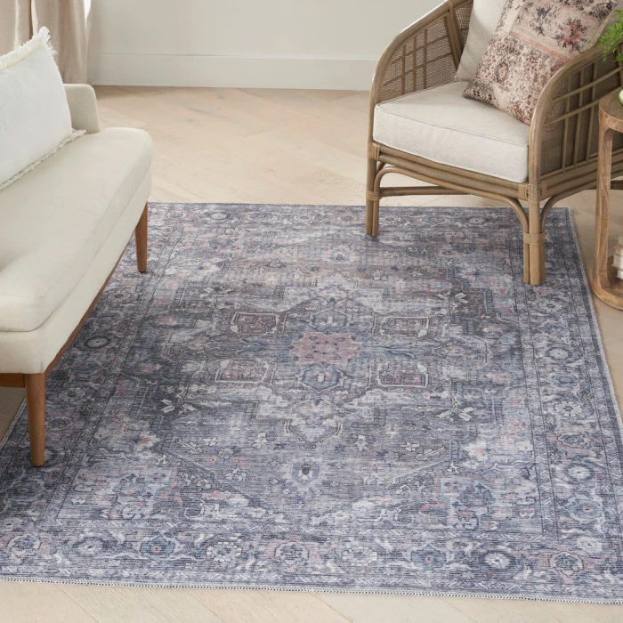 Nicole Curtis Machine Washable Series 1 Area Rug SR101 Grey