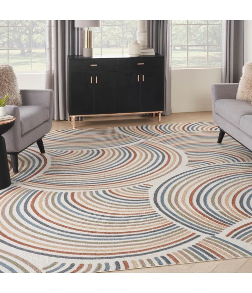 Nourison Astra Machine Washable Area Rug ASW08 Ivory/Multi