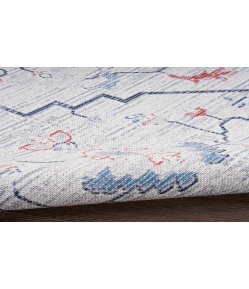 Nicole Curtis Machine Washable Series 1 Ivory Blue SR110 2 ft. 2 in. X 10 ft. Rectangle Rug
