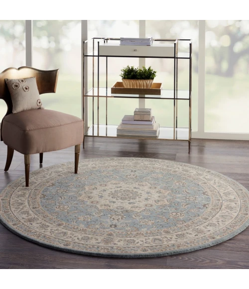 Nourison Living Treasures Round Area Rug LI15-Aqua/Ivory