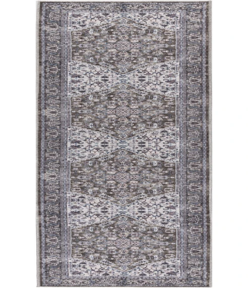 Nicole Curtis Machine Washable Series 1 Olive Ivory SR104 2 ft. 2 in. X 10 ft. Rectangle Rug