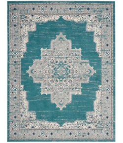 Nourison Home Passion PSN03 Turquoise Grey 8 ft. X 10 ft. Area Rug
