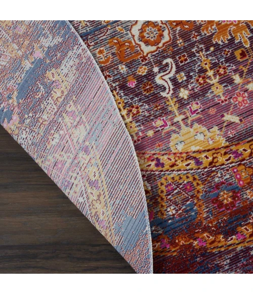 Nourison Vintage Kashan Round Area Rug VKA03-Red/Multicolor